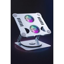 Deppo Trend Macbook/laptop/notebook Soğutucu Fan Stand Rgb LED Işıklı Ayarlanabilir/katlanabilir 360 Dönebilen