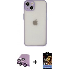 Pileli Store Pilelistore™ iPhone 14 Kılıf Ahenk Çizgi Serisi - Siyah Buffer Hayalet Cam Ekran Koruyucu + Raze Metal Kamera Lens - Mr