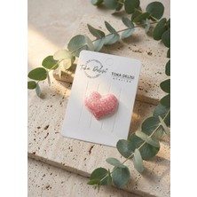 Toka Delisi Bebekler Için Şık ve Parlak Glitter Kalp Figürlü Pembe Saçsız Bebek Tokası