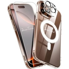 Deppo Trend iPhone 16 Pro Max Uyumlu Kılıf Kamera Koruma Camı Ekran Koruyucu Şeffaf Magsafe Temperli Cam Koruma