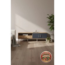 Silva Tv Ünitesi 2 Raflı Çekmeceli Kapaklı 176CM Çam-Antrasit | Modern Salon Dekorasyonu