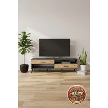 Silva Tv Ünitesi: Antrasit/çam Raflı, 2 Çekmeceli Modern Tasarım