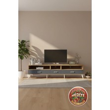 Luna Tv Ünitesi: Çam & Antrasit, 3 Raflı, 3 Çekmeceli 220CM
