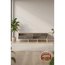 Silva Tv Ünitesi: 176CM, 2 Çekmeceli, Raflı, Atlas Çam/antrasit