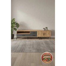 Luna Tv Ünitesi 220CM: 3 Çekmeceli, 2 Raflı, 2 Kapaklı | Atlas Çam/antrasit