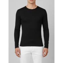 Balkonda Erkek Tişört Uzun Kol Sıfır Yaka Pamuklu Slim Fit - Tutku