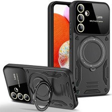 Deppo Trend Samsung Galaxy A35 Uyumlu Kılıf Magsafe Standlı Kamera Lens Korumalı Dayanıklı Renkli Tank Kapak