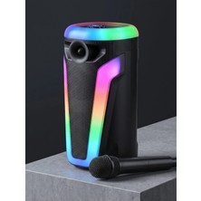 Deppo Trend Kablosuz Mikrofonlu Rgb Renkli LED Işıklı Parti Boy Bluetooh Hoparlör Speaker Müzik Usb/fm Radyo