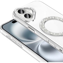 Deppo Trend iPhone 16 Uyumlu Kılıf Simli Parlak Stand Olabilen Magsafe Şarj Için Uygun Renkli Arka Kapak