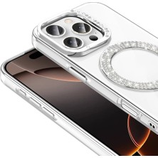 Deppo Trend iPhone 16 Pro Max Uyumlu Kılıf Simli Parlak Stand Olabilen Magsafe Şarj Için Uygun Renkli Arka Kapak