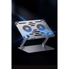 Deppo Trend Laptop/notebook/macbook Uyumlu Soğutucu Fanlı Katlanabilir Yükseklik Ayarlı Metal Masa Üstü Standı