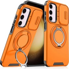 Deppo Trend Samsung Galaxy S23 Uyumlu Kılıf Kamera Korumalı Sürgülü 360 Dönebilen Magsafe Stand Tank Kapak