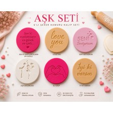 Studio Aslan Design Aşk Seti 6’lı Şeker Hamuru Kalıbı – Love You, Seni Seviyorum, Iyi Ki Varsın Yazılı Fondant Pasta & Kurabiye Damga Seti