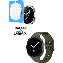 Deppo Trend Samsung Galaxy Watch 8 40MM Uyumlu Silikon Kordon ve Kolay Kurulum Aparatlı Cam Ekran Koruyucu
