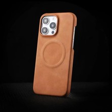 Deppo Trend iPhone 12/12 Pro Uyumlu Deri Magsafe Kılıf Yüksek Kaliteli Kablosuz Şarj Destekli Manyetik Kapak
