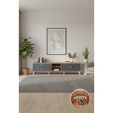 Luna Tv Ünitesi: 2 Raflı, 2 Çekmeceli, 2 Kapaklı Çam-Antrasit 220CM