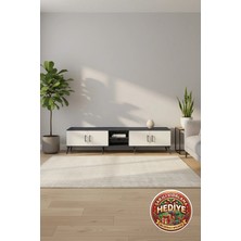 Silva Tv Ünitesi 220CM 3 Raflı 4 Kapaklı Antrasit-Aytaşı Modern Tasarım