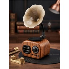 Deppo Trend Eski Moda Nostalji Radyo Ahşap Eskitme Gramofon Bluetooth Hoparlör Speaker Micro Sd/tf/flash/aux