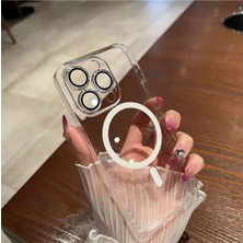 Deppo Trend iPhone 14 Pro Max Uyumlu Kamera Korumalı Kılıf Şeffaf Magsafe Hoparlör Filtreli Sararmaz Kapak