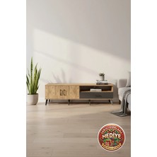 Silva Tv Ünitesi: Çam ve Antrasit, 2 Raflı, 1 Çekmeceli, 2 Kapaklı (176X30X51CM)