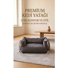 Drsn Ticaret Premium Lüks Kedi Yatağı - 35X50X25 cm - Antrasit Gri Pamuklu Kumaş