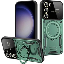 Deppo Trend Samsung Galaxy S23 Plus Uyumlu Kılıf Magsafe Standlı Kamera Lens Korumalı Dayanklı Renkli Tank Kapak