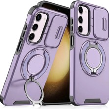 Deppo Trend Samsung Galaxy S23 Fe Uyumlu Kılıf Kamera Korumalı Sürgülü 360 Dönebilen Magsafe Stand Tank Kapak
