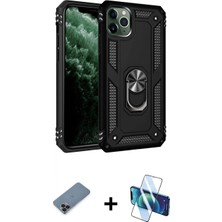 Pileli Store Pilelistore™ iPhone 11 Pro Max Kılıf Ahenk Klasik Koleksiyonu - Siyah 3D Antistatik Seramik Nano Ekran Koruyucu + Metal Kamera Lens Koruma Cam - Sh