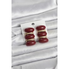 Renas Store Bordo Model Gold Renk Kadın Küpe