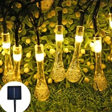 Popüler Sepet 10 LED 2 Metre Sarı Kristal Su Damlası Güneş Enerjili LED Işık Solar Bahçe Ağaç Lamba Aydınlatması