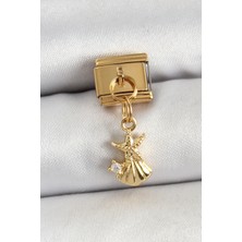 Renas Store 316L Çelik Sallantılı Zirkon Taşlı Deniz Yıldızı Istiridye Model Gold Renk Nomination Charm