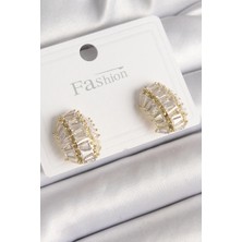 Renas Store Pirinç Gold Renk Zirkon Taşlı Kaplumbağa Kabuğu Model Kadın Küpe
