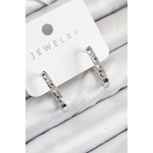 Renas Store Pirinç Zirkon Taşlı Çiçek Desenli Model Gümüş Renk Kadın Küpe