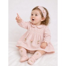 Ozz Baby Prenses Gül Rüyası Yeni Doğan Kız Bebek 3-6 Ay Özel Gün Kıyafeti Elbise  Şort ,bandana, Çorap, Ayakkabı ( Kutulu) 5 Li Set
