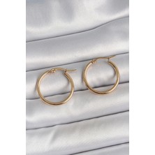 Renas Store 316 Çelik Gold Renk 22MM Kadın Halka Model Kadın Küpe