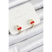 Renas Store Pirinç Kiraz Model Gold Renk Çocuk Küpe