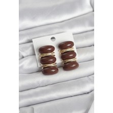 Renas Store Kahverengi Model Gold Renk Kadın Küpe