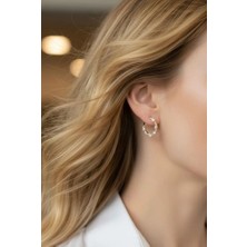 Solène Style Mini  Zirkon Taşlı Altın Kaplama Gold Küpe