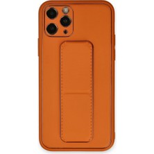 Twin Store Newface Apple iPhone 11 Pro Kılıf Coco Deri Standlı Kapak - Turuncu