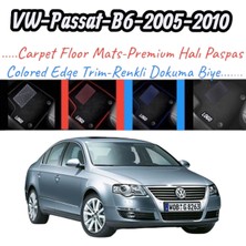 Ototurco Automotive Vw Passat B6 (2005-2010)UYUMLU Renkli Kenar-Silikon Topukluklu Premium Velur Halı Paspas