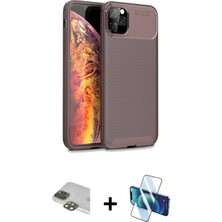 Pileli Store Pilelistore™ iPhone 11 Pro Max Kılıf Eksen Form Prime - Siyah 3D Antistatik Seramik Nano Ekran Koruyucu + Pers Alüminyum Kamera Lens - Yl