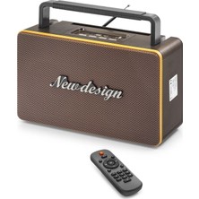 Skygo Bluetooth Nostaljik Fm Radyo USB Tf Aux Kumandalı Taşınabilir Hoparlör - Kahverengi FX2507B