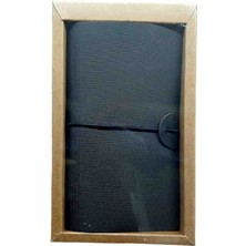 Gıpta Trio 12X19 cm - 3 Bölümlü Deri Kapak Defter 144 Yaprak Çizgili + Kareli + Noktalı / Kutulu - Siyah