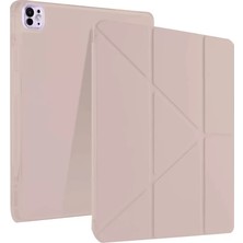 Twin Store Newface Apple iPad Pro 13 (2024) Kılıf Kalemlikli Mars Tablet Kılıfı - Rose Gold