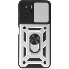 Twin Store Newface Xiaomi Poco X3 Gt Kılıf Pars Lens Yüzüklü Silikon - Gümüş