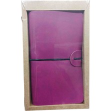 Gıpta Trio 12X19 cm - 3 Bölümlü Deri Kapak Defter 144 Yaprak Çizgili + Kareli + Noktalı / Kutulu - Mor Lila