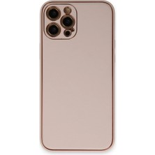 Twin Store Newface Apple iPhone 12 Pro Max Kılıf Coco Deri Silikon Kapak - Pudra