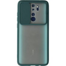 Twin Store Newface Xiaomi Redmi Note 8 Pro Kılıf Palm Buzlu Kamera Sürgülü Silikon - Yeşil