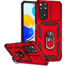 Twin Store Newface Xiaomi Redmi Note 11 Pro Kılıf Pars Lens Yüzüklü Silikon - Kırmızı