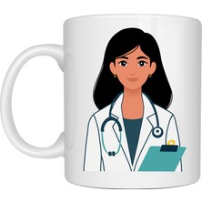 Twin Store Kadın Doktor Tasarımlı Porselen Kupa Model 169 – Doktor ve Sağlık Çalışanı Temalı Kahve Kupası – Doktora Anlamlı Hediye